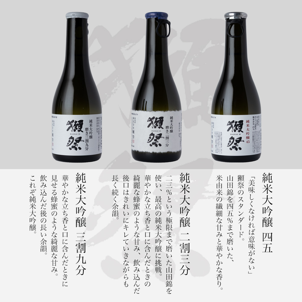 獺祭 3種類の純米大吟醸の説明